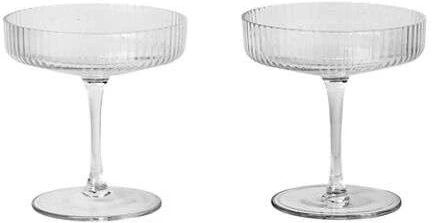 Ferm Living Ripple Champagne Saucer Set of 2 Clear - Ferm Living  klar  110 mm