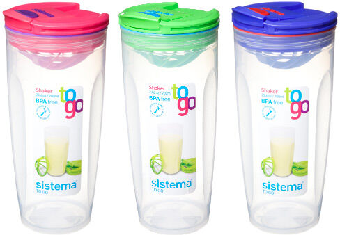 Sistema Shaker To Go Ass. Mørkeblå Lilla, Pink, Grøn, Lyseblå - 700 ml