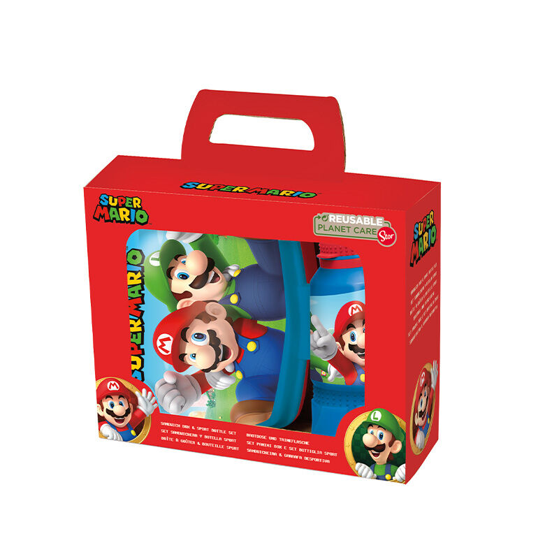 Nintendo Super Mario Gavesett - Matboks Og Drikkeflaske