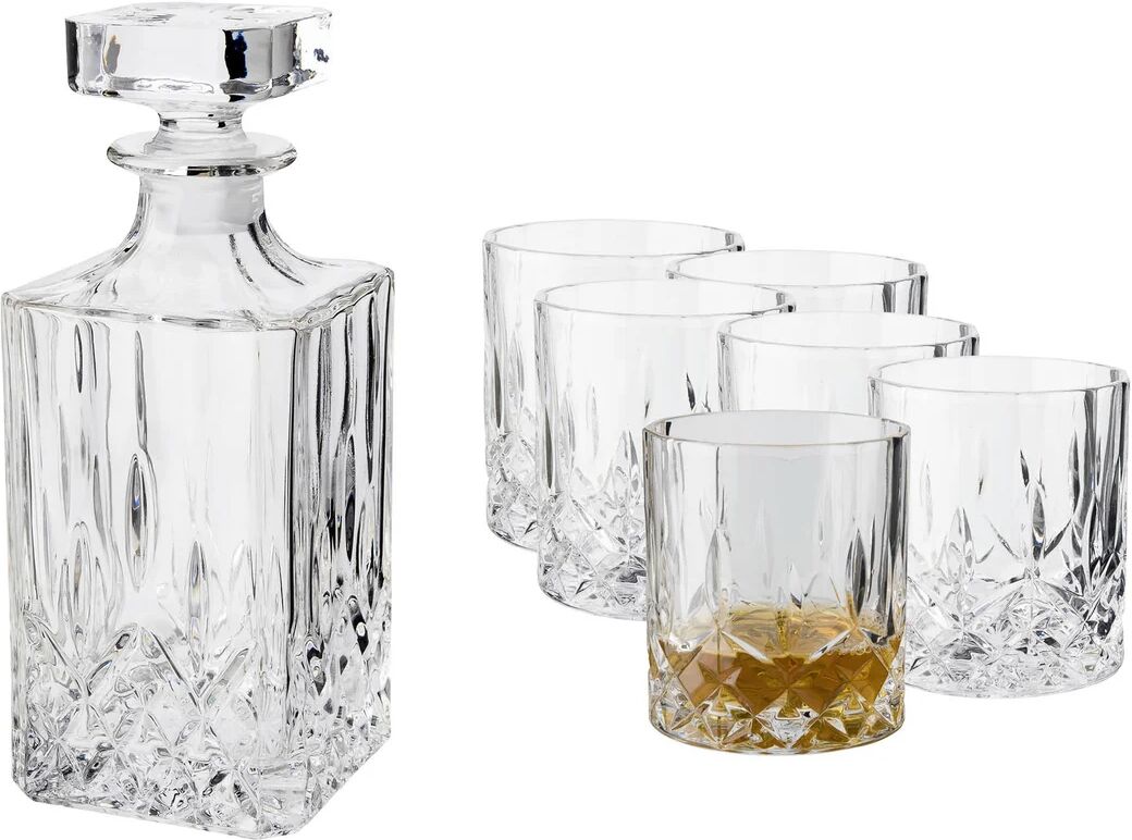 Dorre Vide whiskeysett karaffel og 6 stk. whiskeyglass Krystallglass