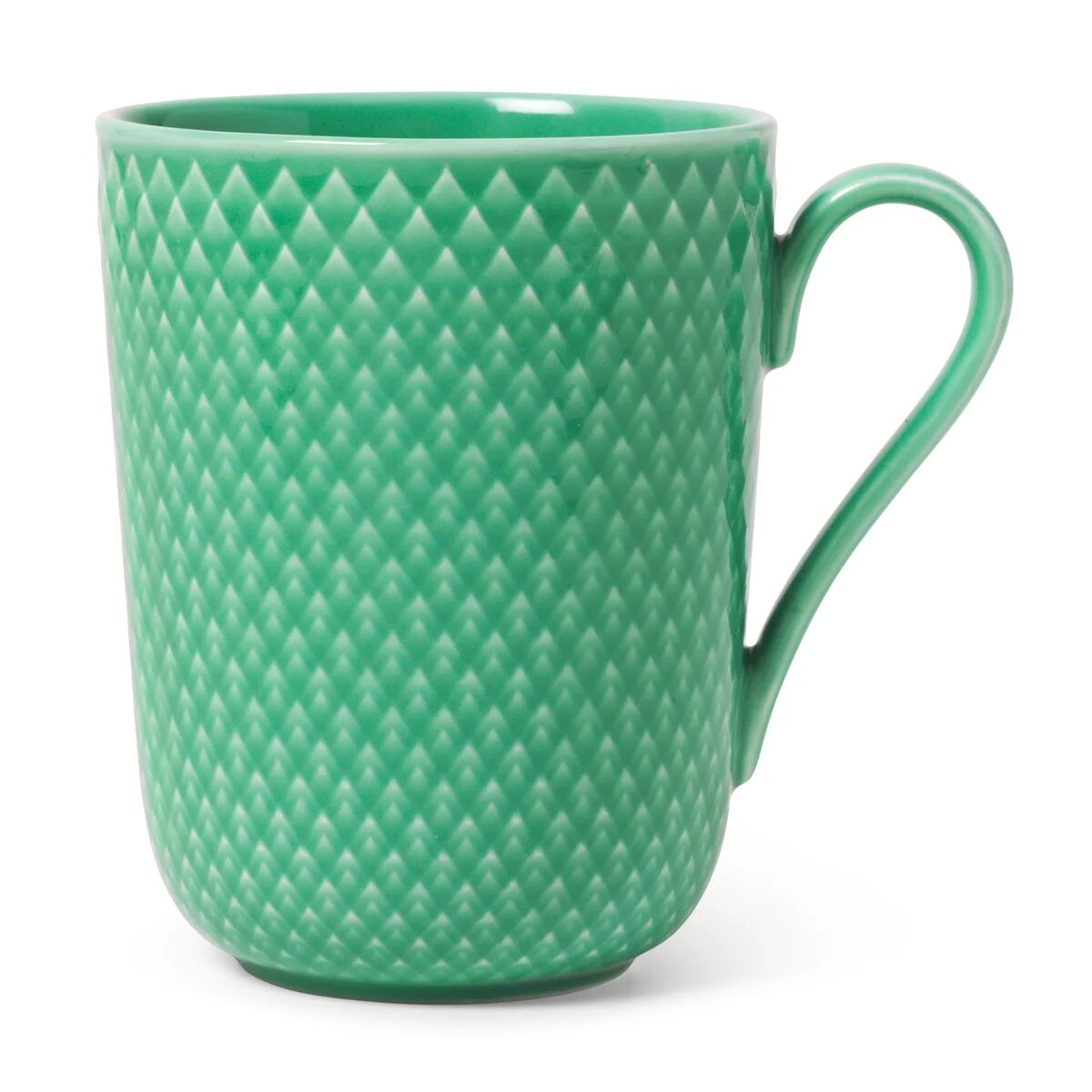 Lyngby Porcelæn Rhombe kopp med hank 33 cl Grønn