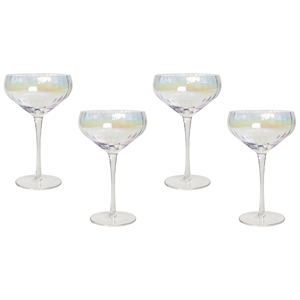 Beliani Champagneglas 4 st Glas Transparent Iriserande Finish Handblåst Välkomstdrink 30 cl 4 st Set