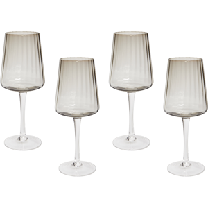 Beliani Vinglas 4 st Grå Finish Handblåsta Glas 36 cl Set