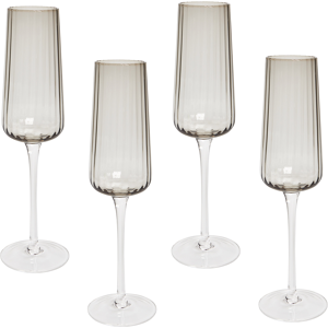 Beliani Champagneglas 4 st Grå Transparent Handblåsta 23 cl Set Coupe Glas