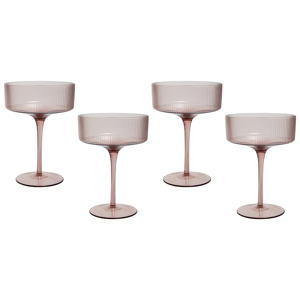 Beliani Cocktailglas 4 st Rosa Transparent Handblåsta 33 cl 4 st Set