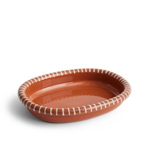 Hay - Barro Oval Dish Large Natural With Stripes - Serveringsskålar - Naturmaterial