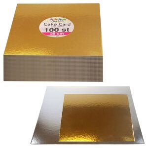 CAKESUPPLIES Fyrkantiga Tårtbrickor Guld & Silver 25 cm 100-pack