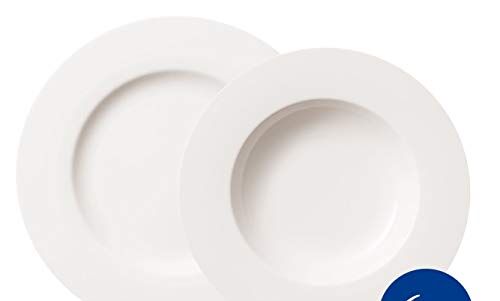 Villeroy & Boch Twist White bords-set, 12 stycken, tidlös bordsservice, premium porslin, diskmaskins- och mikrovågsugnssäker, vit