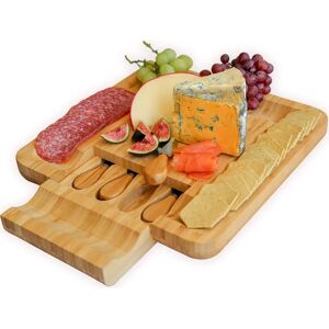 Belfry Kitchen Bamboo Cheese Board And Knife Set. Best For Serving Cheese, Crackers, Salami And Food. Size: 33Cm X 33Cm X 3.5Cm. Christmas, Weddings And House Warmin brown 3.5 H x 33.0 W x 47.5 D cm