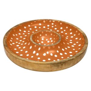 Dexam Sintra Mango Wood Spotted Chip & Dip Bowl - Ochre