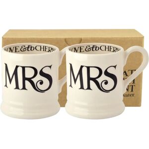 Emma Bridgewater Black Toast Set of 2 Half Pint Mugs - Mrs & Mrs