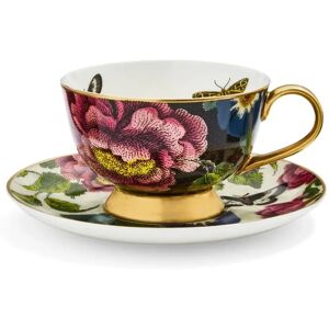 Spode Creatures of Curiosity Coupe Tea Cup & Saucer - Dark Floral