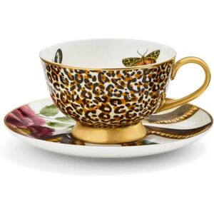 Spode Creatures of Curiosity Coupe Tea Cup & Saucer - Leopard / Snake