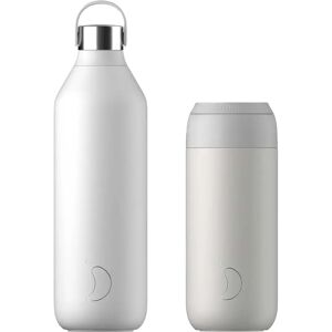 Chilly's Series 2 1 Litre Reusable Water Bottle & 50cl Coffee Cup Set - Granite Grey