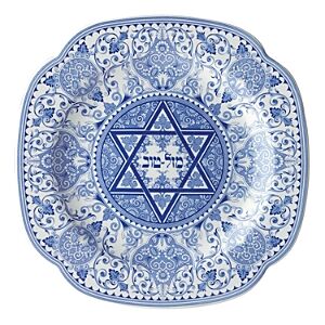 Spode Judaica Mazel Tov Plate  - Blue/White