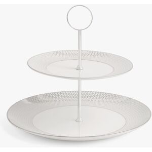 Wedgwood Gio Platinum 2-Tier Fine Bone China Cake Stand, 28cm, White - White - Unisex