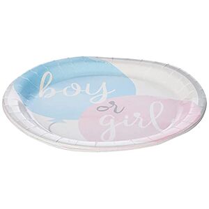 Unique Premium Gender Reveal Party Round Dinner Plates (22cm) - Stunning Pink & Blue Design - Ultimate Party Essential for Baby Showers & Celebrations - 8ct