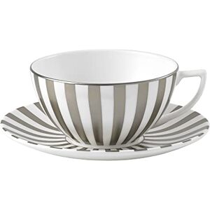 Jasper Conran at Wedgwood Platinum Stripe Teacup & Saucer,White With a Platinum Rim