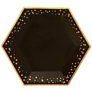 Neviti 773161 Glitz and Glamour Paper Plates, Black/Gold, Large