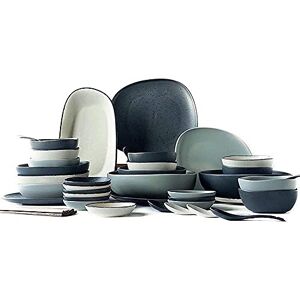 HBJZXLOK Nordic Ceramic Dinnerware Sets, Porcelain Plate and Bowl Sets, High-End Color Dishware Sets, Modern Reactive Glaze Stoneware Dishes Set Holiday