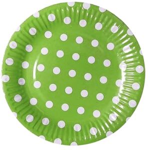 AEX Premium 23cm Polka Dot Round Dessert Plates Disposable Plates Picnic Plates Tableware Disposable Plates Strong Plates for Weddings, Birthday Parties Set of 10 Dark-Green