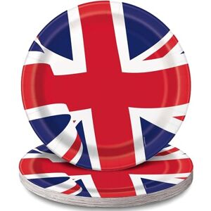 Unique 28795 Paper Plates-23 cm-Union Jack Party-Pack of 8, Multicolour