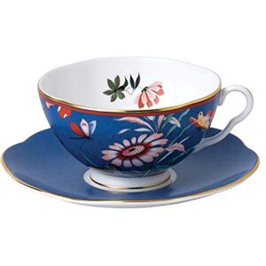 Wedgwood 40032091 Paeonia Blush Teacup & Saucer Blue, Fine Bone China, 200 milliliters