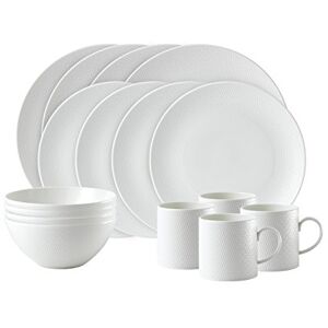 Wedgwood 40023857 Gio 16-Piece Set 16pce, Bone China, White