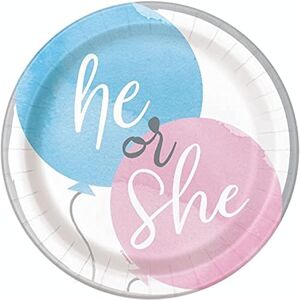 Unique Bold & Beautiful Gender Reveal Dessert Plates (17cm) - Dual-Colored Pink & Blue Design - Perfect for Unforgettable Moments & Celebrations - 8ct