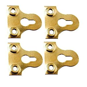 Merriway BH02265 (4 Pcs) EB Slotted Glass Mirror Plate, 32mm (1.1/4 inch) Brass Plated - Pack of 4 Pieces