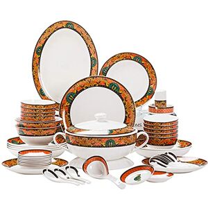 HBJZXLOK Fine Dinner Set,Dinner Plate Ceramics Dinnerware Set, 48 Pieces Peacock Pattern Bone China dishware Set High-end Porcelain Dinner Sets with Soup Pot and Cereal Bowl