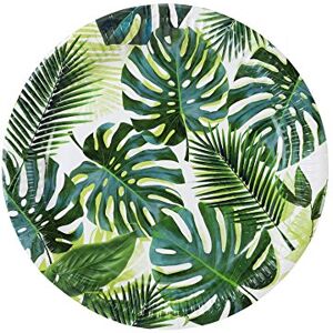 Talking Tables Tropical Fiesta Palm Tree Party Plates Mexican Luau Hawaiian Cuban Havana, Paper Disposable, Green, Pack of 8, Dia 23cm, 9