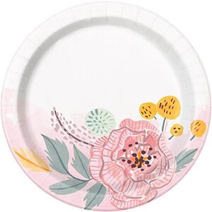 Unique Painted Multicolor Floral Round Paper Dessert Plates (17cm) Pack of 8 - Perfect for Parties and Gatherings