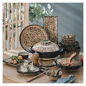 DUHUYOOH Ceramics Dinner Sets 66 Pieces Leopard Glaze Porcelain Dinnerware Set Japanese-Style Steak Plate Cereal Bowl and Soup Bowl