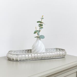 Long Silver Oval Vintage Tray Material: Metal