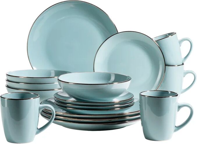 Photos - Tablecloth / Napkin Latitude Run Pashkhi Stoneware Dinnerware - Set of 16 blue