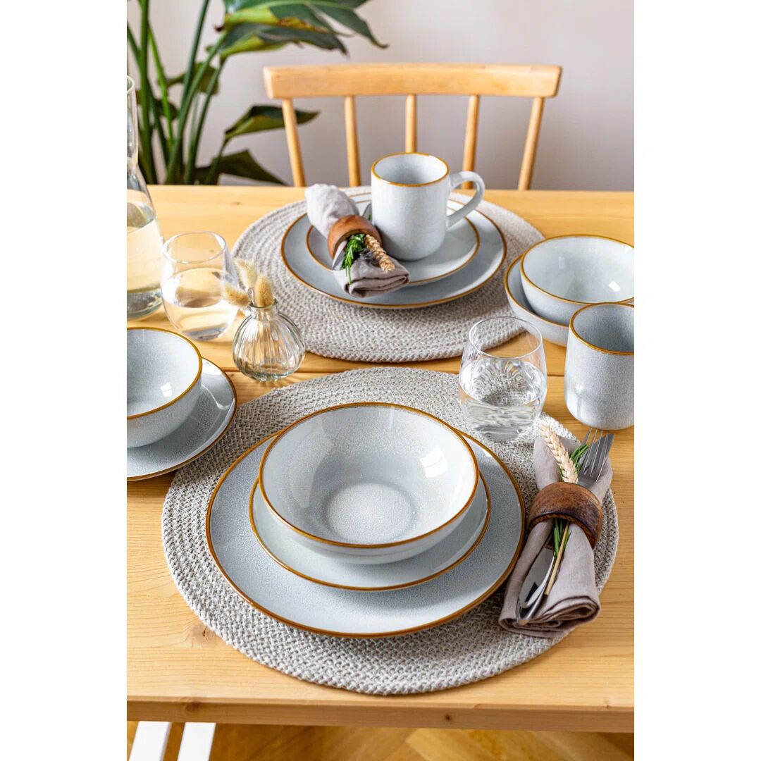 Photos - Tablecloth / Napkin Ebern Designs Uma Ceramic Dinnerware - Set of 20 brown/gray