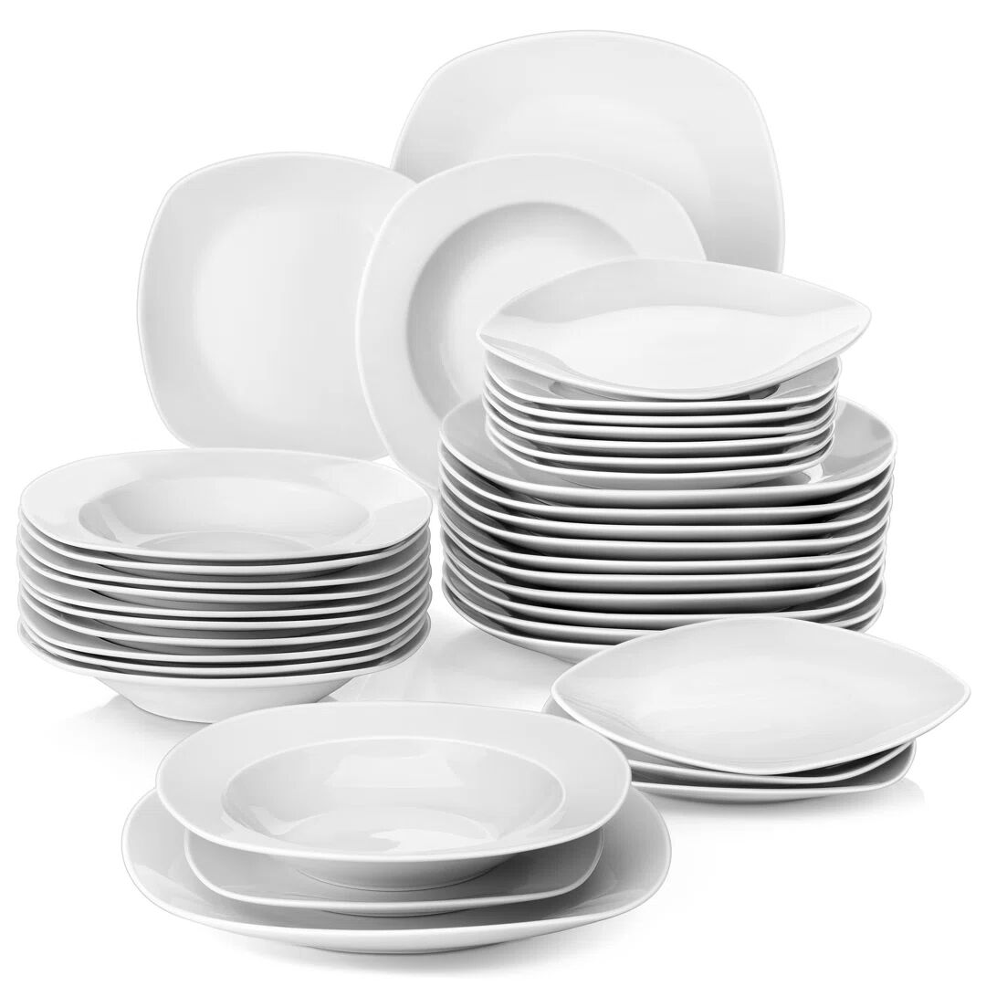 Photos - Tablecloth / Napkin MALACASA Julia Series, 36-Piece Ivory White Porcelain China Dinnerware Set