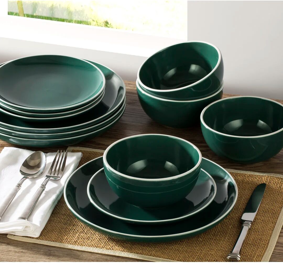 Photos - Tablecloth / Napkin Waterside 12 Piece Dinnerware Set, Service for 4 green