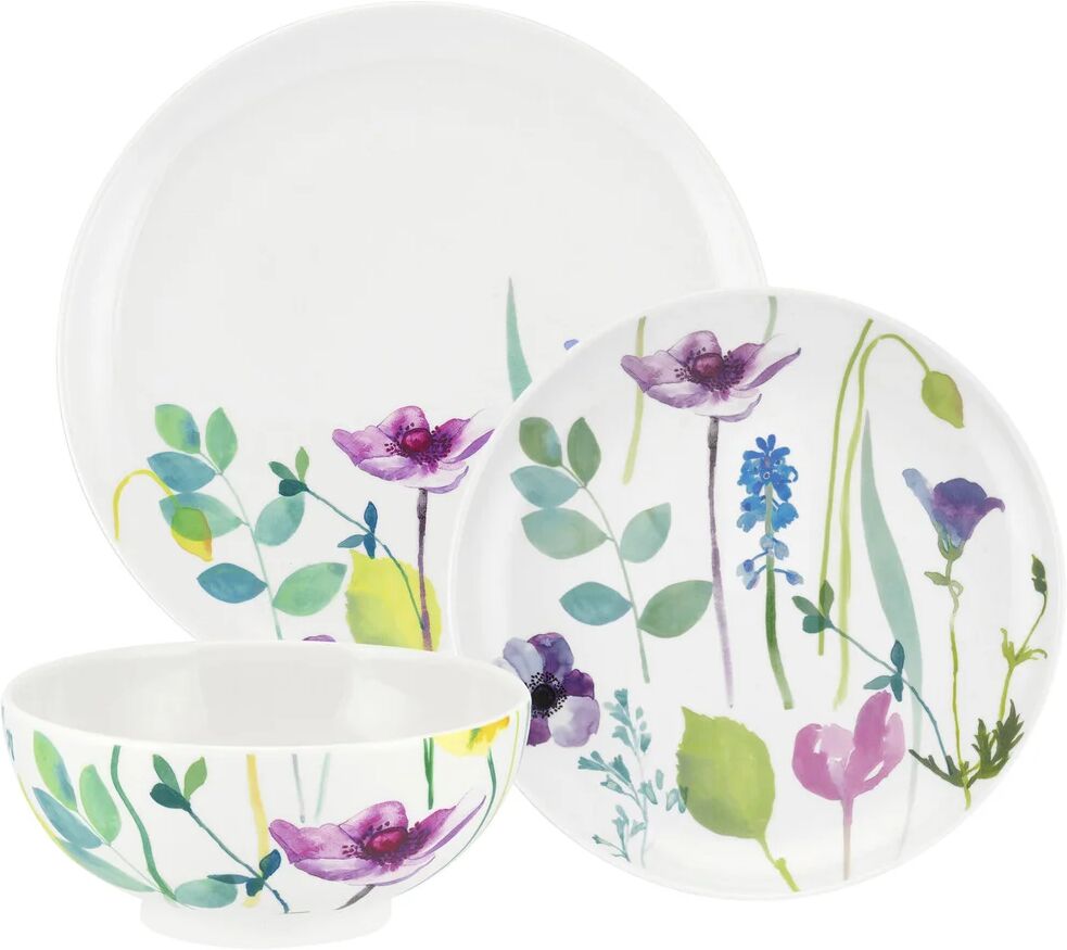 Photos - Tablecloth / Napkin Portmeirion Water Garden 12 Piece Dinner Set green/pink/white