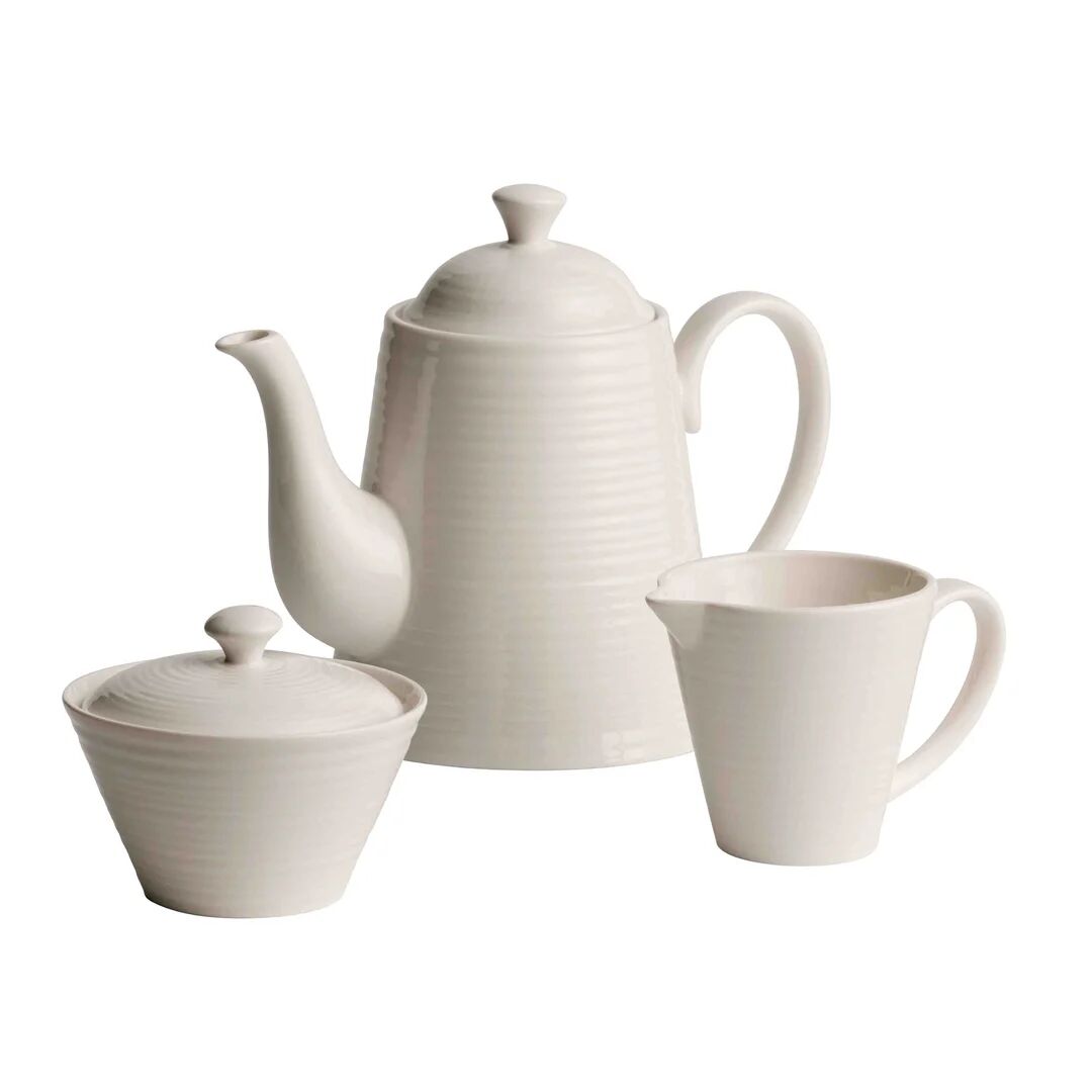 Photos - Other tableware Brambly Cottage Ripple 3 Piece Tea Set white