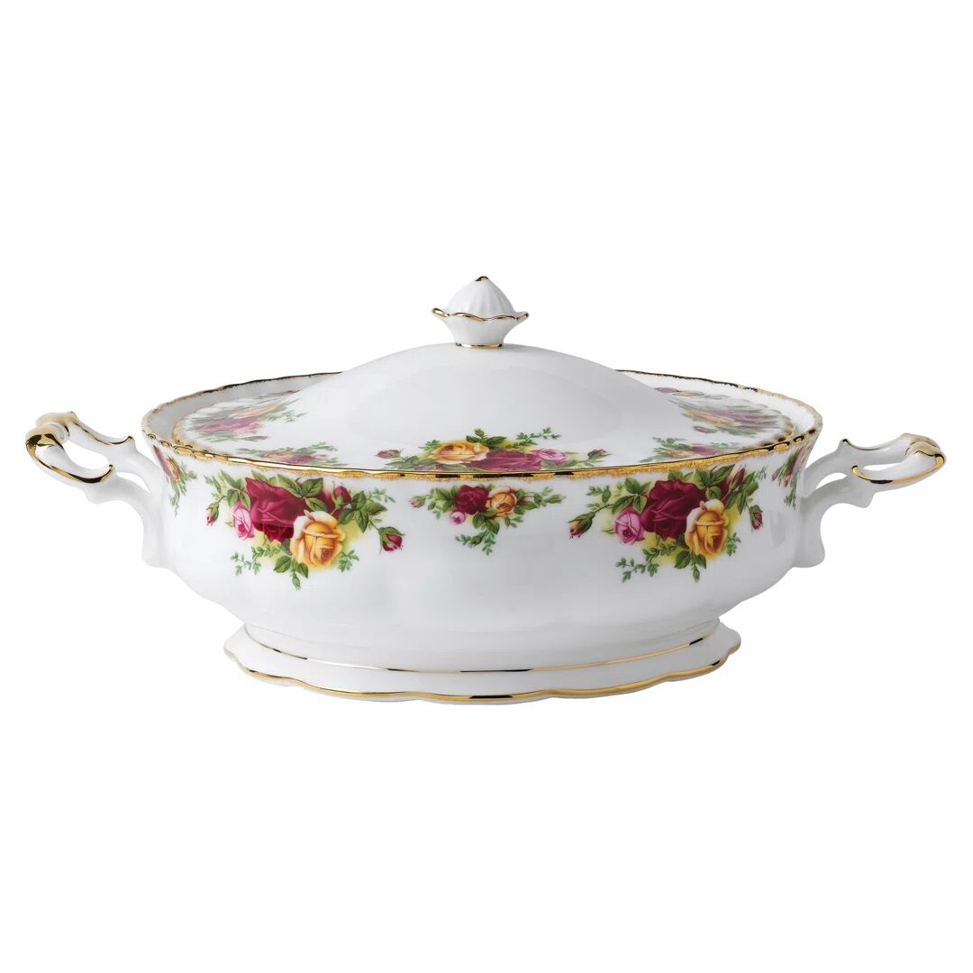 Photos - Serving Pieces Royal Albert , Old Country Roses - Covered Vegetable Dish green/red/yellow 