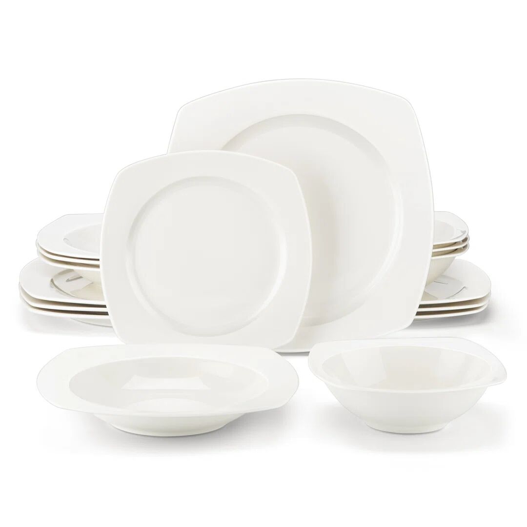 Photos - Tablecloth / Napkin Latitude Run Kough Bone China Dinnerware - Set of 16 white
