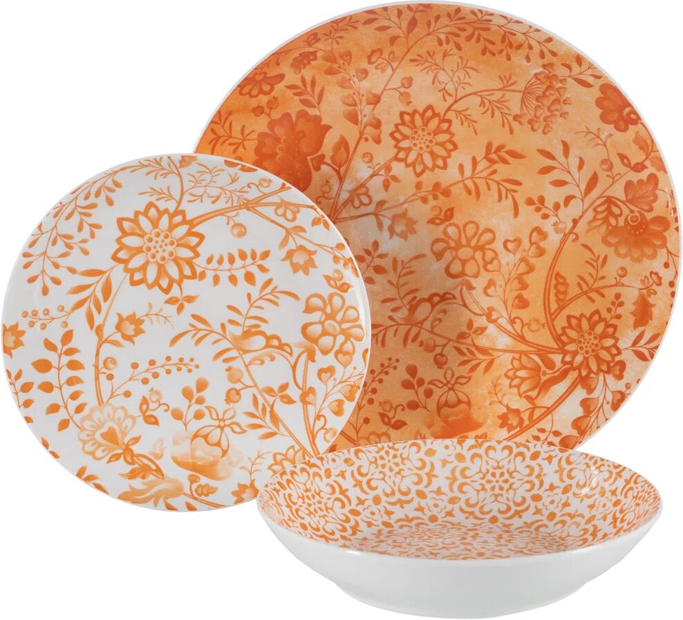 Photos - Tablecloth / Napkin Latitude Vive Rachmadewi Dinnerware Set of 18 orange/white