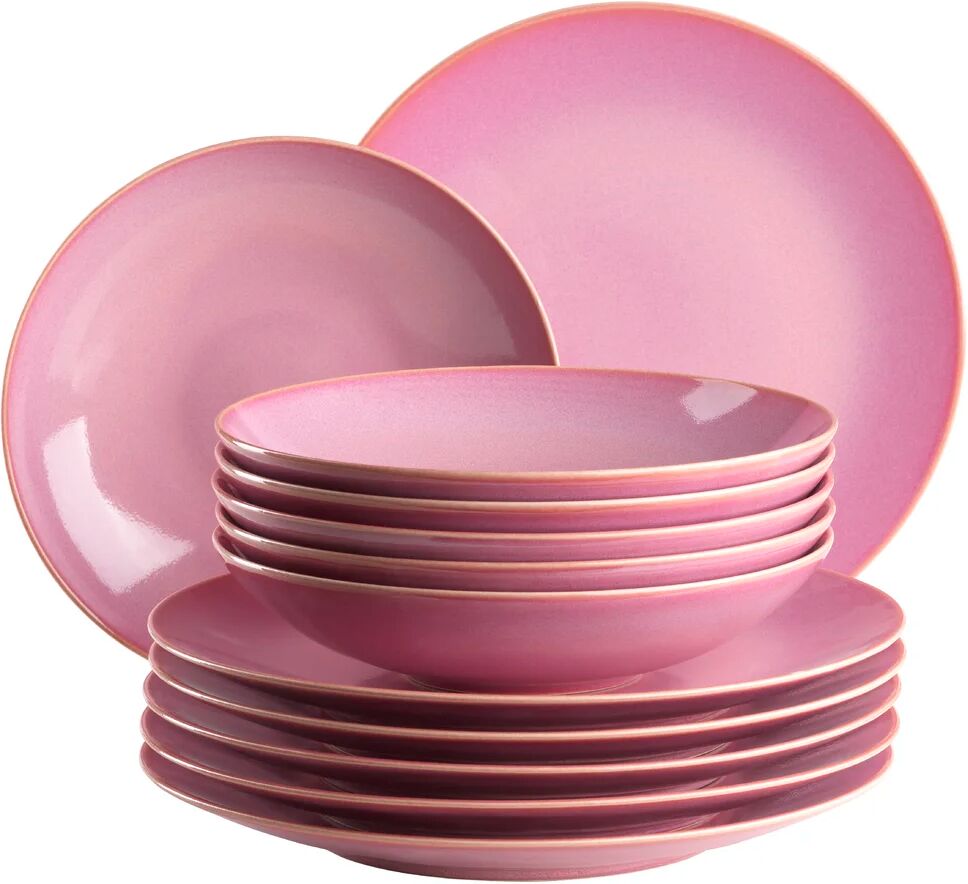 Photos - Tablecloth / Napkin August Grove Laly 12 Piece Dinnerware Set, Service for 6 pink