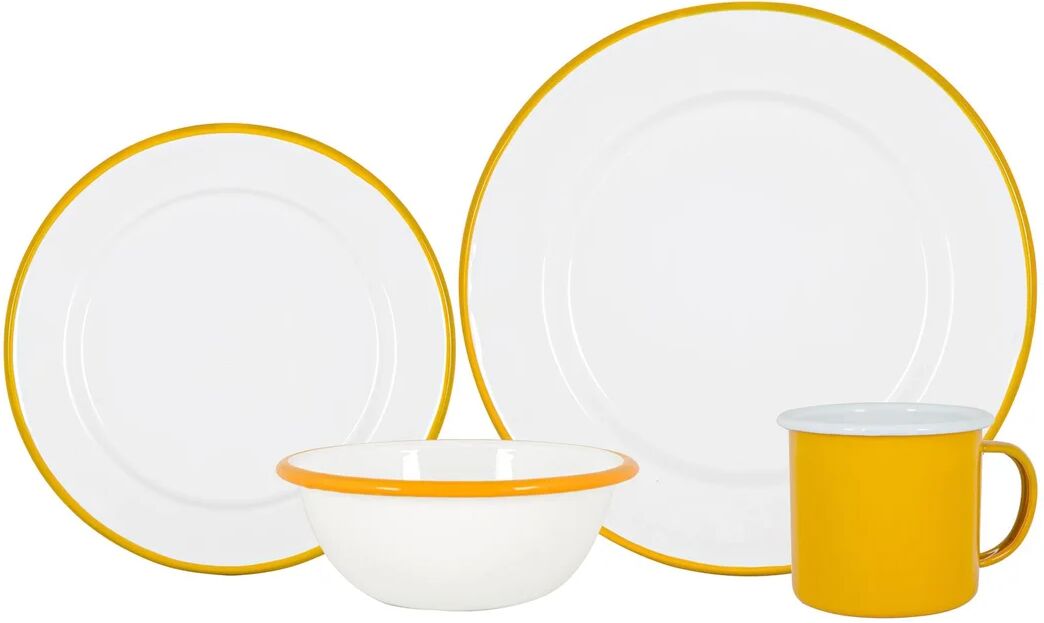 Photos - Tablecloth / Napkin Argon Tableware - White Enamel Dinner Set - 25.5cm yellow