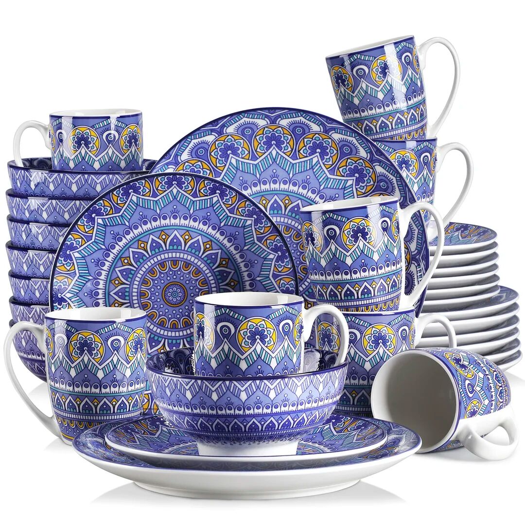 Photos - Tablecloth / Napkin Blue Elephant Mandalc 32 Piece Dinnerware Set, Service for 8 blue