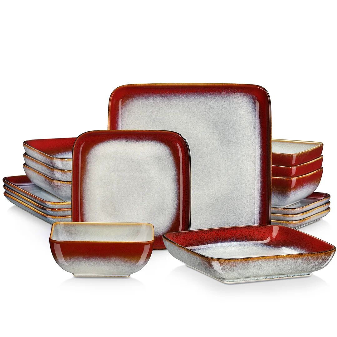 Photos - Tablecloth / Napkin Latitude Run Stoneware Dinnerware - Set of 16 red