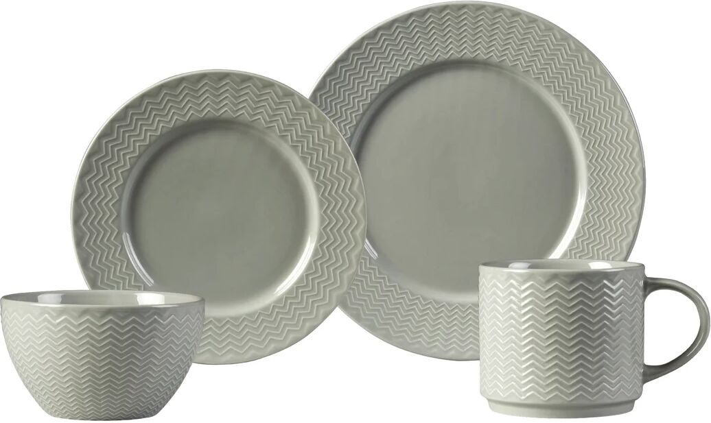 Photos - Tablecloth / Napkin Daewoo Carnaby Argyle Embossed 16 Piece Dinnerware Set, Service for 4 gray 