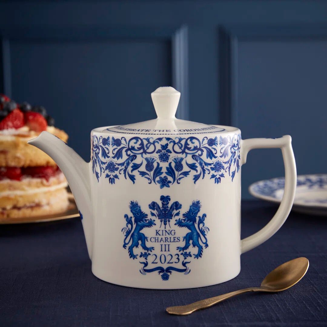 Photos - Other tableware Spode Kings Coronation Charles III Single Ceramic Teapot blue/white 16.0 H 